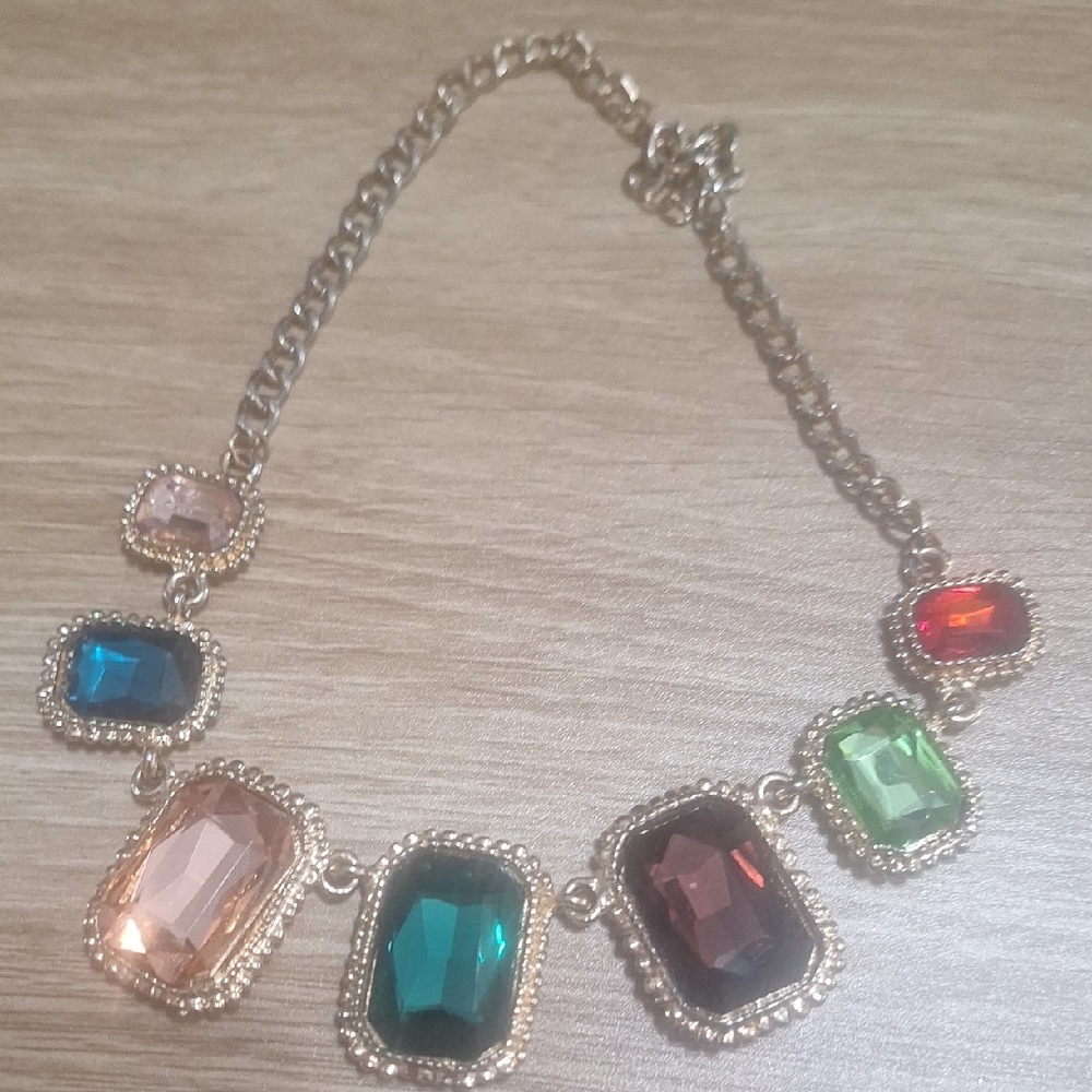 Vintage Blue and Green Gemstone Necklace